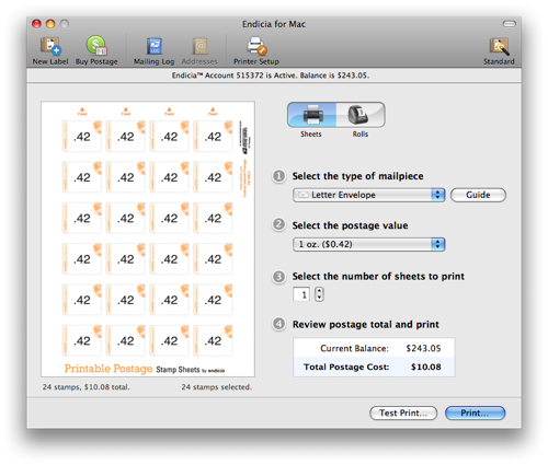 Printable Postage Sheets